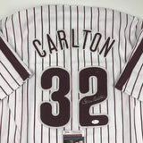 Autographed/Signed Steve Carlton Philadelphia Pinstripe Baseball Jersey JSA COA