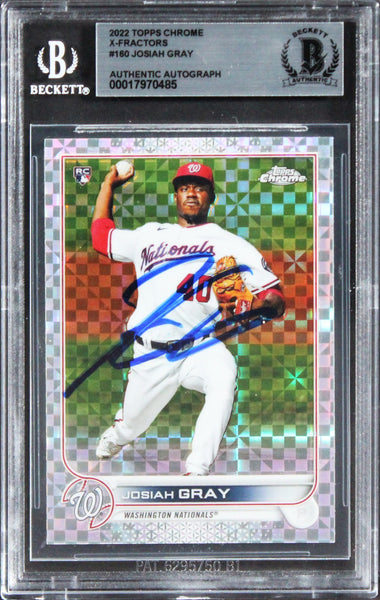 Nats Josiah Gray Signed 2022 Topps Chrome X-Fractors #160 Rookie Card BAS Slab