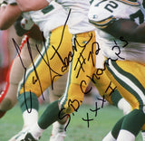 Earl Dotson Signed Green Bay Packers Unframed 8x10 Dotson/Favre Photo - SB Champ