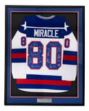 1980 USA Hockey (18) Signed Framed White Hockey Jersey Do You Believe BAS