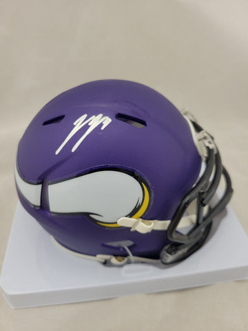 JJ MCCARTHY SIGNED MINNESOTA VIKINGS SPEED MINI HELMET BECKETT QR