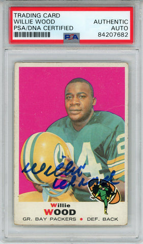 Willie Wood Autographed/Signed 1969 Topps #168 Trading Card PSA Slab 43695