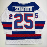 Autographed/Signed Buzz Schneider White USA Miracle On Ice 1980 Jersey BAS COA