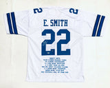 EMMITT SMITH AUTOGRAPHED SIGNED PRO STYLE XL STAT JERSEY W/ BECKETT COA