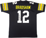 STEELERS TERRY BRADSHAW AUTOGRAPHED SIGNED BLACK JERSEY BECKETT WITNESS 232815