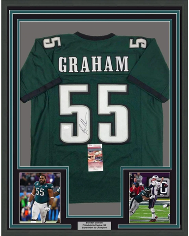 Framed Autographed/Signed Brandon Graham 33x42 Philadelphia Green Jersey JSA COA