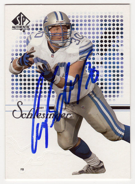 Cory Schlesinger Signed Detroit Lions 2002 SP Authentic Card #84 -(SCHWARTZ COA)