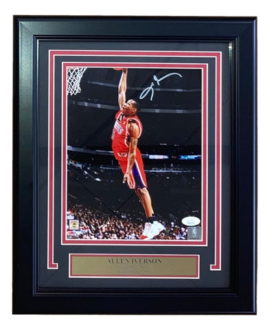 Allen Iverson Signed Framed 8x10 Philadelphia 76ers Dunk Photo JSA ITP
