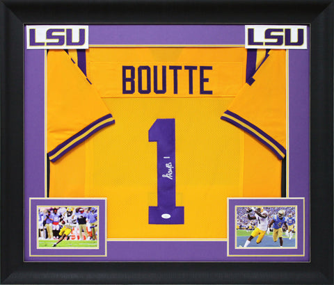 Kayshon Boutte Authentic Signed Yellow Pro Style Framed Jersey Autographed JSA