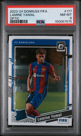 Lamine Yamal 2023-24 Donruss FIFA Optic Rated Rookie RC FC Barcelona #177 PSA 8