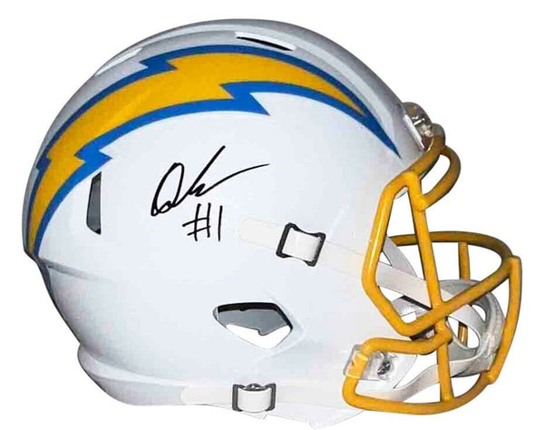 QUENTIN JOHNSTON SIGNED LOS ANGELES CHARGERS FULL SIZE SPEED HELMET BECKETT