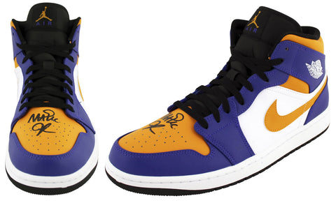 Magic Johnson Authentic Signed Left Nike Air Jordan 1 2022 Lakers Shoe BAS Wit