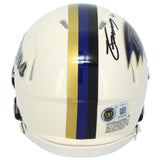 Zay Flowers Autographed Baltimore Ravens RETRO Mini Helmet Beckett