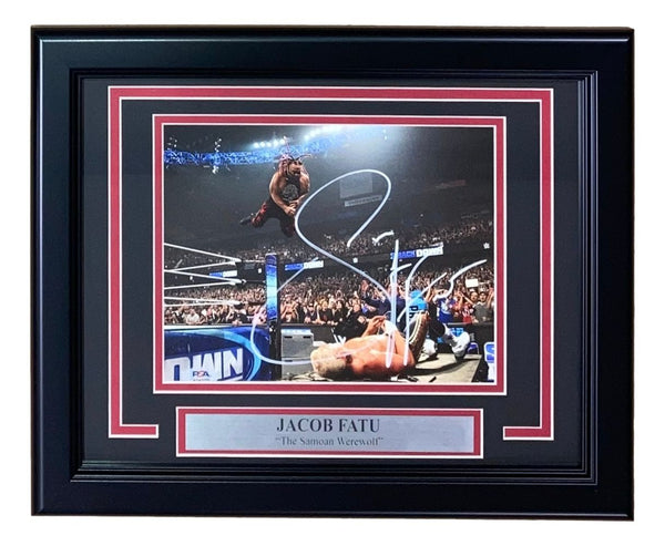 Jacob Fatu Signed In White Framed 8x10 WWE Photo PSA/DNA