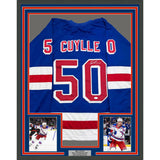 Framed Autographed/Signed Will Cuylle 35x39 New York Blue Hockey Jersey JSA COA