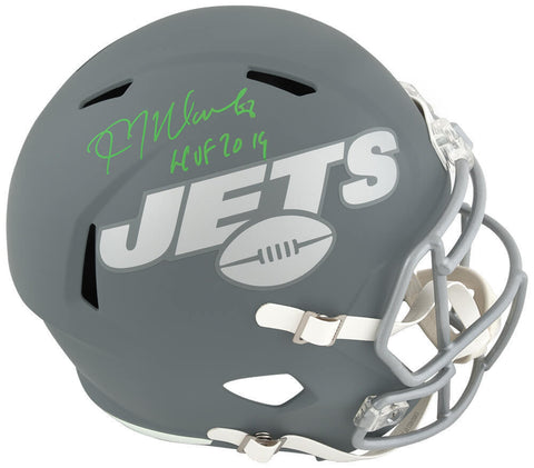 Kevin Mawae Signed Jets SLATE Riddell F/S Speed Rep Helmet w/HOF'19 - (SS COA)