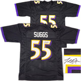 BALTIMORE RAVENS TERRELL SUGGS AUTOGRAPHED SIGNED BLACK JERSEY JSA STOCK #233374