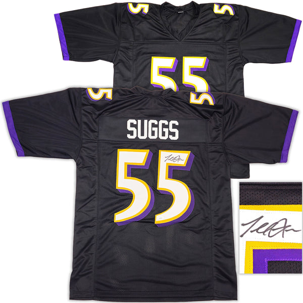 BALTIMORE RAVENS TERRELL SUGGS AUTOGRAPHED SIGNED BLACK JERSEY JSA STOCK #233374