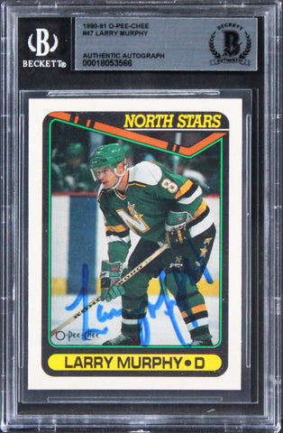 North Stars Larry Murphy Authentic Signed 1990 O-Pee-Chee #47 Card BAS Slabbed