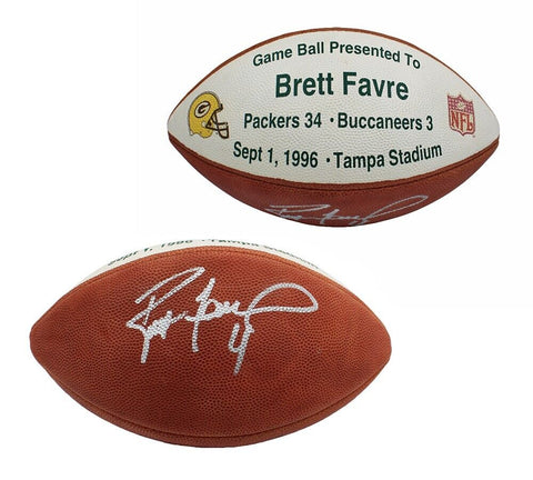 Brett Favre Signed Green Bay Packers Wilson Official NFL Game Football with Game