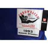 Michael Strahan Autographed New York Giants 93 M&N Blue Jersey HOF Beckett 49846