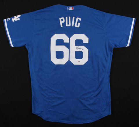 Yasiel Puig Signed Los Angeles Dodgers Custom on Field Style Jersey (PSA Holo)