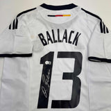 Autographed/Signed Michael Ballack Germany White Jersey Beckett BAS COA