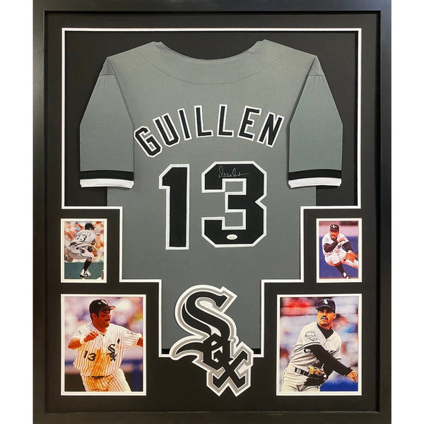 Ozzie Guillen Autographed Signed Framed Grey Chicago White Sox Jersey JSA