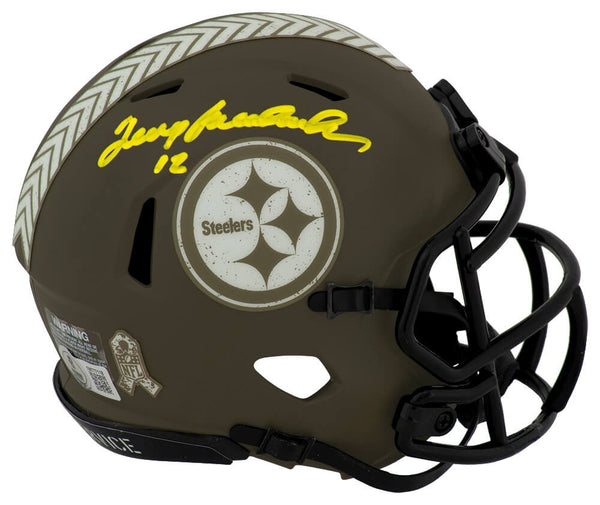 Terry Bradshaw Signed Steelers Salute Riddell Speed Mini Helmet - (Beckett COA)