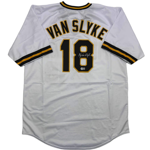 Autographed/Signed Andy Van Slyke Pittsburgh White Jersey Beckett BAS COA