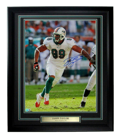 Jason Taylor HOF Miami Dolphins Signed/Auto 16x20 Photo Framed Beckett 166341