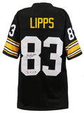 Louis Lipps Signed Black Custom Football Jersey w/ROY'84- (SCHWARTZ COA)