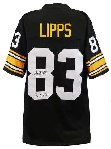 Louis Lipps Signed Black Custom Football Jersey w/ROY'84- (SCHWARTZ COA)