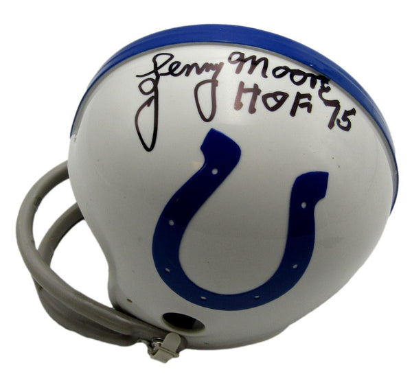 Lenny Moore HOF Signed/Inscribed Colts Mini Football Helmet JSA 213512