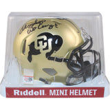 Deion Sanders Sapp Faulk Signed Colorado Buffaloes Mini Helmet Beckett 50783