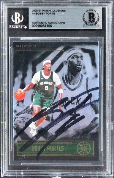 Bucks Bobby Portis Authentic Signed 2020 Panini illusions #4 Card BAS Slabbed