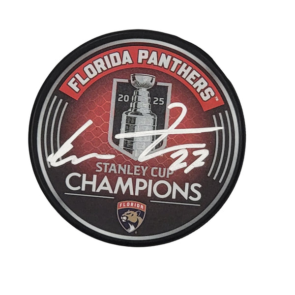 Eetu Luostarinen Signed Florida Panthers 2025 Stanley Cup Champions Puck JSA
