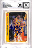 Magic Johnson Signed 1986 Fleer Sticker #7 Grade 10 Auto Card Beckett 38405