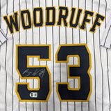 BRANDON WOODRUFF Signed Custom Replica Brewers Pinstripe Jersey AUTO - BAS