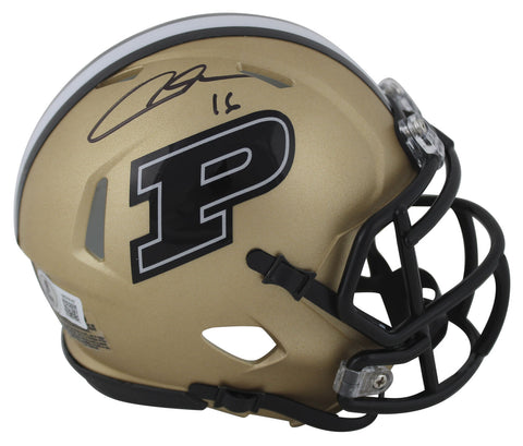 Purdue Aidan O'Connell Signed Gold Speed Mini Helmet BAS Witnessed #1W376167
