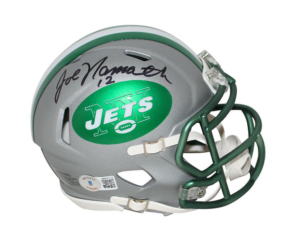 Joe Namath Autographed New York Jets Blaze Mini Helmet Beckett BAS 33368