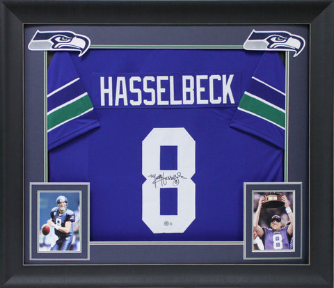 Matt Hasselback Authentic Signed Blue Pro Style Framed Jersey BAS Witnessed