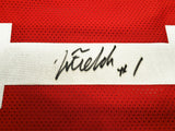 OHIO STATE BUCKEYES JUSTIN FIELDS AUTOGRAPHED RED JERSEY BECKETT WITNESS 230184
