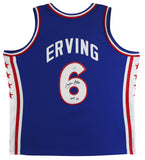 76ers Julius "Dr. J." Erving Signed Blue M&N 1976-77 HWC Swingman Jersey JSA Wit