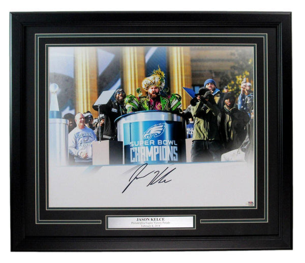 Jason Kelce Signed/Autographed 16x20 Podium Photo Eagles Framed PSA/DNA 189785