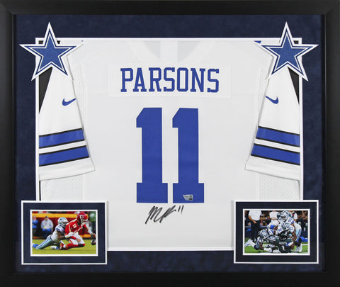 Cowboys Micah Parsons Authentic Signed White Nike Game Framed Jersey Fanatics 2