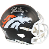John Elway Autographed Denver Broncos Black Mini Helmet Beckett Witness 50203