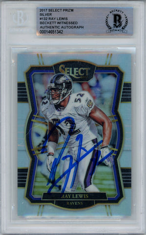 Ray Lewis Autographed 2017 Panini Select #132 Trading Card Beckett Slab 39291