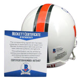 Jimmy Johnston Signed/Auto Univ of Miami Mini Football Helmet Beckett 213347