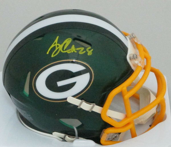 Packers Running Back AJ DILLON Signed Riddell FLASH Mini Helmet AUTO - JSA